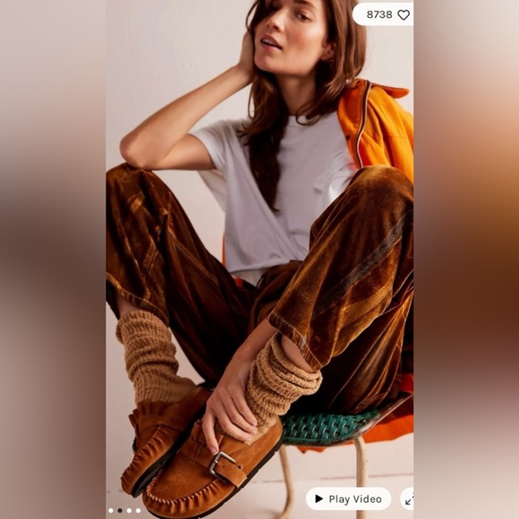 NWT size 28 Free People We The Free Moxie Flocked Pull-On Barrel Jeans Burnt Rus - Picture 4 of 10